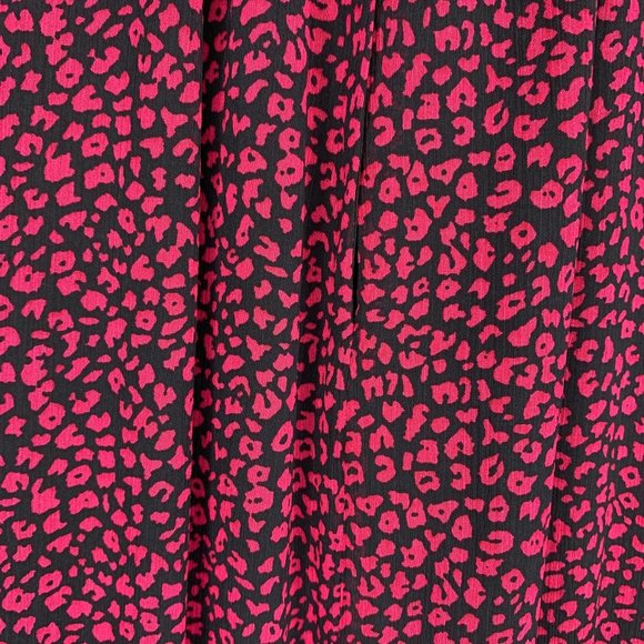 RACHEL ROY Black Wild Pink Combo Elastic Waist Sheer Ruffle‎ Dress Sz S - Picture 8 of 11